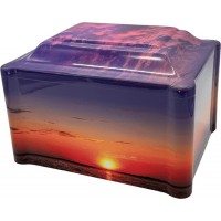 Cultured Marble Vinyl-Wrapped Urn/Vault - Warm Ocean Sunset