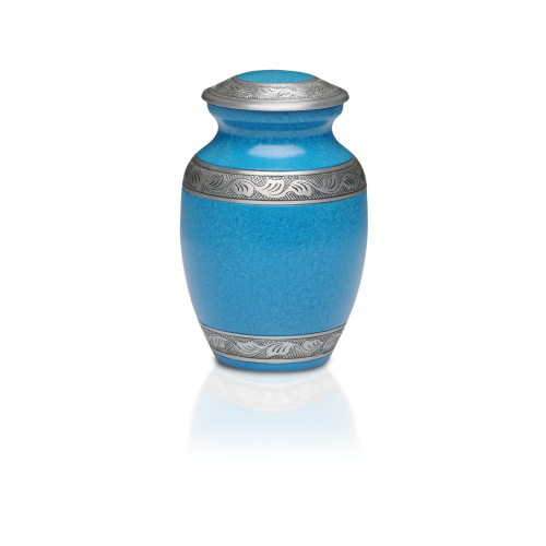 Alloy Cremation Urn in Beautiful Turquoise Blue- Medium -  - A-1489-M-TUR