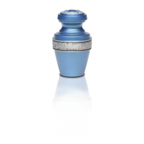 Alloy Cremation Urn in Ocean Blue w/ Pewter Band - Keepsake -  - A-2116-K-NB-BLUE