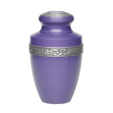 Alloy Cremation Urn in Purple w/ Pewter Band - Adult