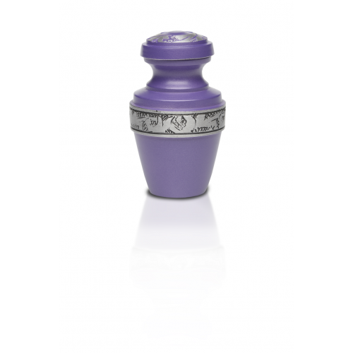 Alloy Cremation Urn in Purple w/ Pewter Band - Keepsake -  - A-2116-K-NB-PURPLE
