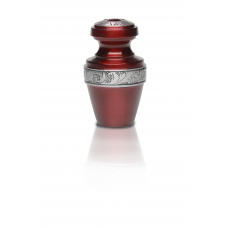 Alloy Cremation Urn in Sapphire Red w/ Pewter Band - Keepsake