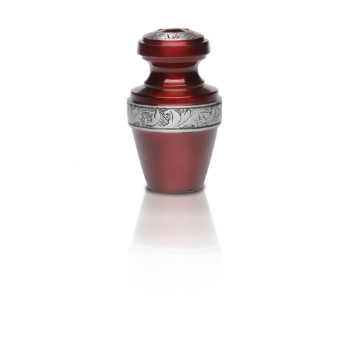 Alloy Cremation Urn in Sapphire Red w/ Pewter Band - Keepsake -  - A-2116-K-NB-RED