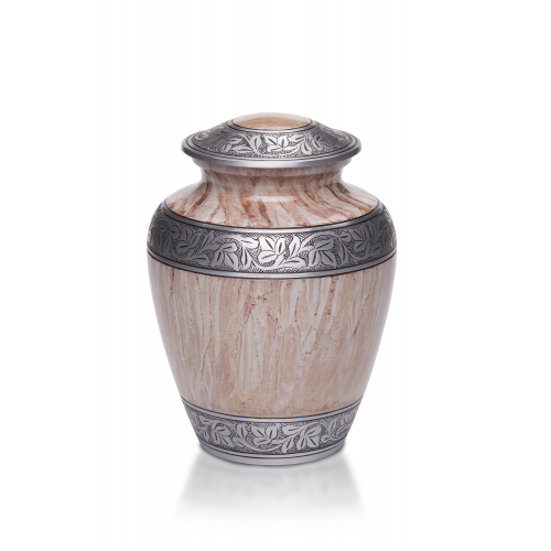 Alloy Cremation Urn - Brown Marble Design w/ hand engraved band - Adult -  - A-3251-A