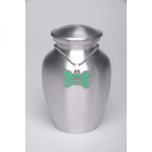 Pet Urns : Alloy Cremation Urn Silver Color - Small - Green