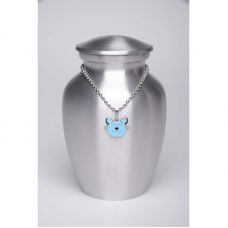 Alloy Urn Silver Color Small Baby Blue Kitty Cat-Shaped Medallion