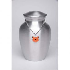 Alloy Urn Silver Color Small Orange Kitty Cat-Shaped Medallion
