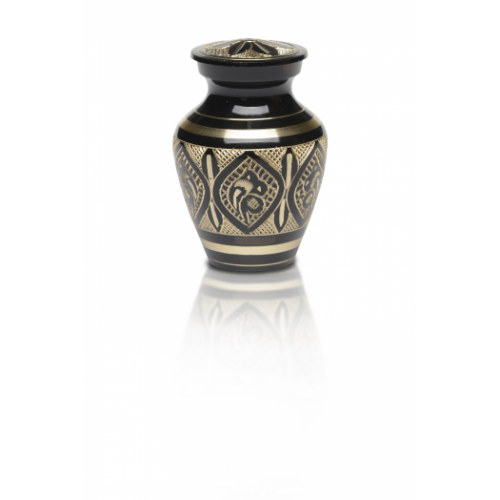 Black & Golden Brass Hand-Etched Cremation Urn - Keepsake -  - B-1570-K-NB
