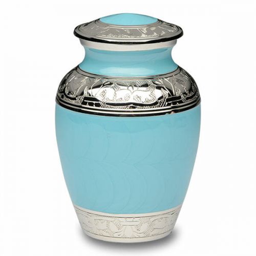 Blue Enamel and Silver Color Cremation Urn - Small -  - B-1528-S-BB