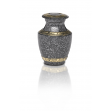Brass Cremation Urn in Speckled Black w/ Brass Detail - Keepsake