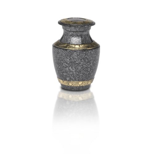 Brass Cremation Urn in Speckled Black w/ Brass Detail - Keepsake -  - B-2204-K-NB