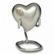Brass Urn Brushed Pewter Hand-Engraved Butterfly Design Heart Keepsake