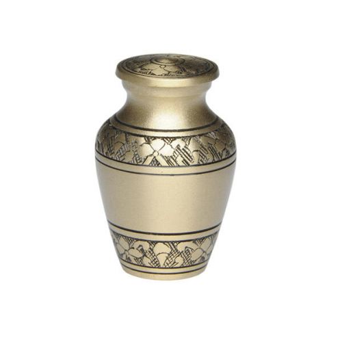 Brushed Brass Urn w/ Hand-Engraved Design - Keepsake -  - B-2872-NB