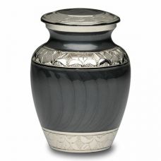 Charcoal Black Enamel and Silver Color Cremation Urn - Extra Smal