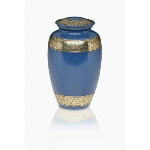 Classic Brass Cremation Urn in Blue w/ Brass Bands - Adult -  - B-2291-A