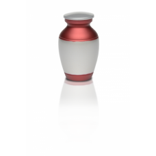 Classic Brass Cremation Urn in Pewter and Red Colors - Keepsake