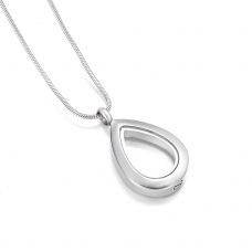 Stainless Steel Tear Drop Cremation Urn Pendant w/ Chain
