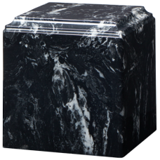 Cube Cultured Marble Adult Urn Black Marlin
