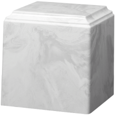 Cube Cultured Marble Adult Urn White Carrera