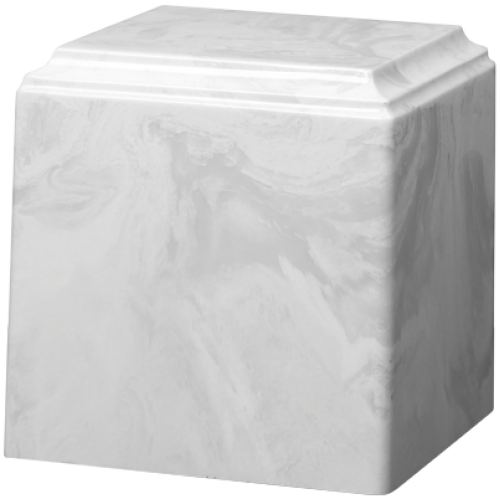 Cube Cultured Marble Adult Urn White Carrera -  - CM-Cube White Carrera