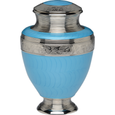 Elegant Blue Enamel and Nickel Cremation Urn -Adult