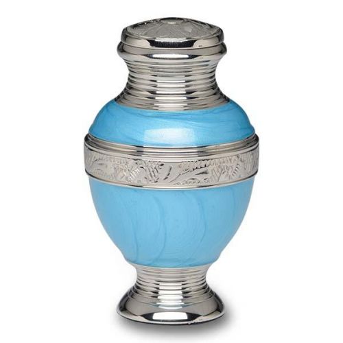 Elegant Blue Enamel and Nickel Cremation Urn -Keepsake -  - B-1734-K-B-NB