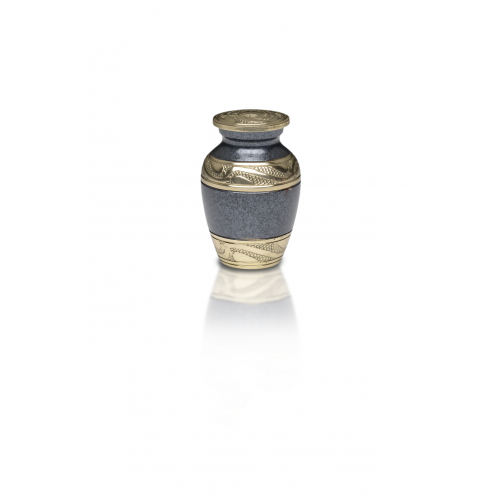 Elegant Brass Cremation Urn w/ Hand-Tooled Brass Band - Keepsake -  - B-2229-K-NB