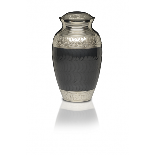 Elegant Charcoal Black Enamel and Nickel Cremation Urn - Adult -  - B-1528-A-Black