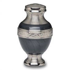 Elegant Charcoal Black Enamel and Nickel Cremation Urn -Keepsake
