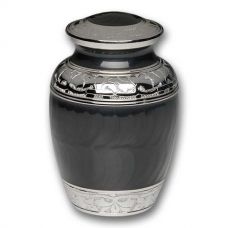 Elegant Charcoal Enamel and Nickel Cremation Urn - Medium