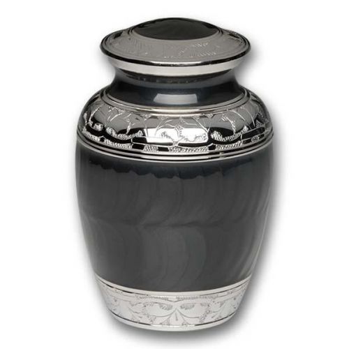 Elegant Charcoal Enamel and Nickel Cremation Urn - Medium -  - B-1528-M-CHAR