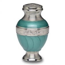 Elegant Green Enamel and Nickel Cremation Urn -Keepsake