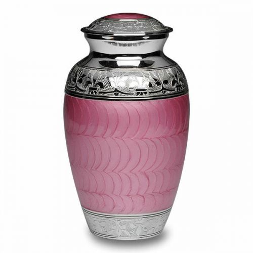 Elegant Pink Enamel and Nickel Cremation Urn - Adult -  - B-1528-A-Pink