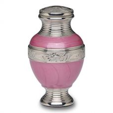 Elegant Pink Enamel and Nickel Cremation Urn -Keepsake