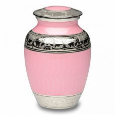 Elegant Pink Enamel and Nickel Cremation Urn - Medium