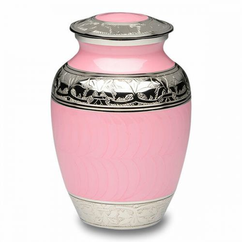 Elegant Pink Enamel and Nickel Cremation Urn - Medium -  - B-1528-M-PINK