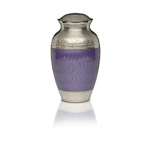 Elegant Purple Enamel and Nickel Cremation Urn - Adult -  - B-1528-A-Purple