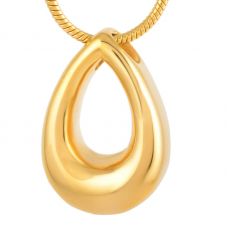 Gold - Stainless Steel Cremation Urn Pendant w/ Chain - Teardrop