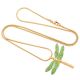 Green Stainless Steel Urn Gold and Green Dragonfly Pendant Chain -  - J-7149-Green
