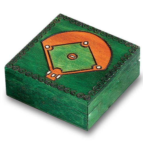 Hand-Made Linden Wood Cremation Urn Box - Baseball -  - 7961
