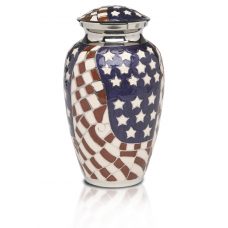 Patriotic Red, White & Blue American Flag Cremation Urn - Adult