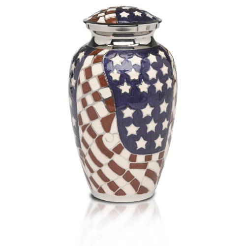 Patriotic Red, White & Blue American Flag Cremation Urn - Adult -  - B-1515-A