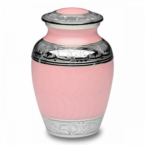 Pink Enamel and Silver Color Cremation Urn - Small -  - B-1528-S-PINK