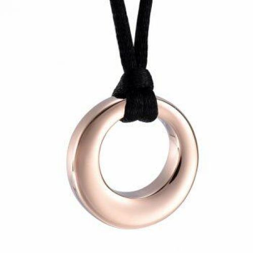 Rose Gold Stainless Steel Cremation Urn Pendant Cord Circle of Life -  - J-390-Rose Gold