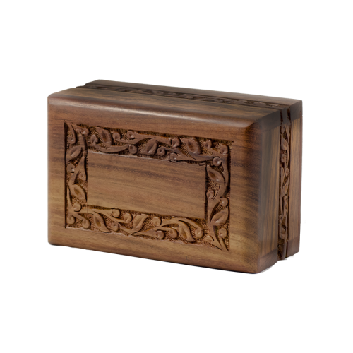 Rosewood Urn w/ Hand-Carved Border- Small Size -  - RWBDRSM