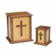 Small Rustic Wooden Urn w/ Cross - 50 cu. in. -  - NM-CC-2-SMALL