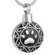 Stainless Steel Cremation Urn Pendant Chain Circle Single Paw Print -  - J-028