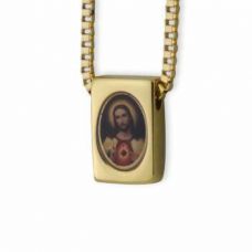 Stainless Steel Cremation Urn Pendant Chain Gold Colored Sacred Heart