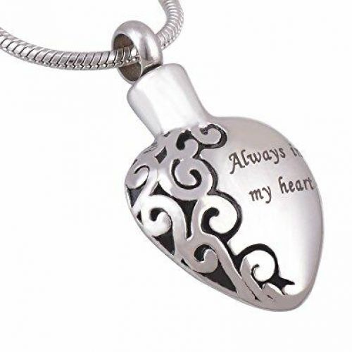 Stainless Steel Cremation Urn Pendant Chain - Heart - Always My Heart -  - J-006