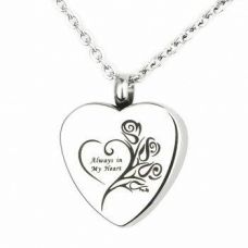 Stainless Steel Cremation Urn Pendant Chain - Heart - Always My Heart